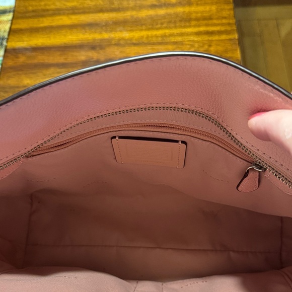 Coach Pink Textured Leather Tote with Chain Handles - Picture 6 of 13